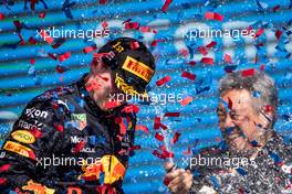 Race winner Max Verstappen (NLD) Red Bull Racing celebrates on the podium. 24.10.2021. Formula 1 World Championship, Rd 17, United States Grand Prix, Austin, Texas, USA, Race Day.