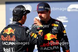 Pole for Max Verstappen (NLD) Red Bull Racing RB16B and 3rd for Sergio Perez (MEX) Red Bull Racing RB16B. 23.10.2021. Formula 1 World Championship, Rd 17, United States Grand Prix, Austin, Texas, USA, Qualifying Day.