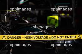 Mercedes AMG F1 - High Voltage warninng barrier. 23.10.2021. Formula 1 World Championship, Rd 17, United States Grand Prix, Austin, Texas, USA, Qualifying Day.