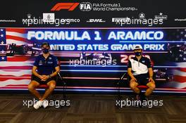 (L to R): Nicholas Latifi (CDN) Williams Racing and Yuki Tsunoda (JPN) AlphaTauri in the FIA Press Conference. 21.10.2021. Formula 1 World Championship, Rd 17, United States Grand Prix, Austin, Texas, USA, Preparation Day.