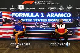 (L to R): Fernando Alonso (ESP) Alpine F1 Team and Kimi Raikkonen (FIN) Alfa Romeo Racing in the FIA Press Conference. 21.10.2021. Formula 1 World Championship, Rd 17, United States Grand Prix, Austin, Texas, USA, Preparation Day.