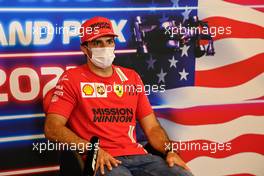 Carlos Sainz Jr (ESP) Ferrari in the FIA Press Conference. 21.10.2021. Formula 1 World Championship, Rd 17, United States Grand Prix, Austin, Texas, USA, Preparation Day.