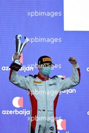 David Beckmann (GER) Charouz Racing System celebrates his second position on the podium. 05.06.2021. FIA Formula 2 Championship, Rd 3, Sprint Race 2, Baku, Azerbaijan, Saturday.