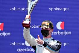 Dan Ticktum (GBR) Carlin celebrates his second position on the podium. 05.06.2021. FIA Formula 2 Championship, Rd 3, Sprint Race 1, Baku, Azerbaijan, Saturday.