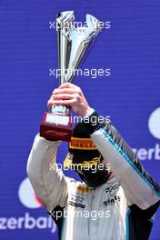 Dan Ticktum (GBR) Carlin celebrates his second position on the podium. 05.06.2021. FIA Formula 2 Championship, Rd 3, Sprint Race 1, Baku, Azerbaijan, Saturday.