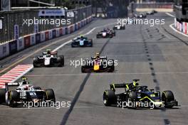 (L to R): Roberto Boccafogli (ITA) Pirelli Head of F1 Communications and Dan Ticktum (GBR) Carlin battle for position. 05.06.2021. FIA Formula 2 Championship, Rd 3, Sprint Race 1, Baku, Azerbaijan, Saturday.