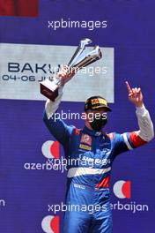 Race winner Robert Shwartzman (RUS) PREMA Racing celebrates on the podium. 05.06.2021. FIA Formula 2 Championship, Rd 3, Sprint Race 1, Baku, Azerbaijan, Saturday.