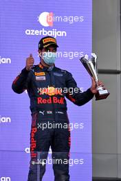 Jehan Daruvala (IND) Carlin celebrates his third position on the podium. 05.06.2021. FIA Formula 2 Championship, Rd 3, Sprint Race 2, Baku, Azerbaijan, Saturday.