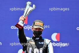 Guanyu Zhou (CHN) Uni-Virtuosi Racing celebrates his third position on the podium. 05.06.2021. FIA Formula 2 Championship, Rd 3, Sprint Race 1, Baku, Azerbaijan, Saturday.