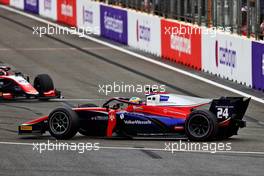 Bent Viscaal (NLD) Trident spins at turn 1. 06.06.2021. FIA Formula 2 Championship, Rd 3, Feature Race, Baku, Azerbaijan, Sunday.