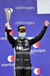 Oscar Piastri (AUS) PREMA Racing celebrates his second position on the podium. 06.06.2021. FIA Formula 2 Championship, Rd 3, Feature Race, Baku, Azerbaijan, Sunday.