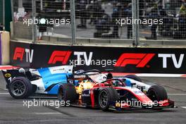 Bent Viscaal (NLD) Trident spins at turn 1. 06.06.2021. FIA Formula 2 Championship, Rd 3, Feature Race, Baku, Azerbaijan, Sunday.