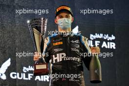 Race winner Oscar Piastri (AUS) PREMA Racing celebrates on the podium. 27.03.2021. FIA Formula 2 Championship, Rd 1, Sprint Race 2, Sakhir, Bahrain, Saturday.
