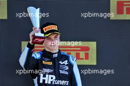 Oscar Piastri (AUS) PREMA Racing celebrates his third position on the podium. 18.07.2021. FIA Formula 2 Championship, Rd 4, Feature Race, Silverstone, England, Sunday.