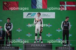 1st place Theo Pourchaire (FRA) ART with 2nd place Guanyu Zhou (CHN) Uni-Virtuosi Racing and 3rd place Christian Lundgaard (DEN) ART. 11.09.2021. Formula 2 Championship, Rd 5, Sprint Race 1, Monza, Italy, Saturday.