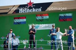 The podium (L to R): Bent Viscaal (NLD) Trident, second; Jehan Daruvala (IND) Carlin, race winner; Robert Shwartzman (RUS) PREMA Racing, third. 11.09.2021. Formula 2 Championship, Rd 5, Sprint Race 2, Monza, Italy, Saturday.