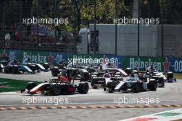 Jehan Daruvala (IND) Carlin leads at the start of the race. 11.09.2021. Formula 2 Championship, Rd 5, Sprint Race 2, Monza, Italy, Saturday.