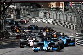 Guanyu Zhou (CHN) Uni-Virtuosi Racing leads at the start of the race. 21.05.2021. FIA Formula 2 Championship, Rd 2, Sprint Race 1, Monte Carlo, Monaco, Friday.