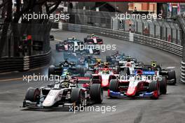 Theo Pourchaire (FRA) ART leads at the start of the race. 22.05.2021. FIA Formula 2 Championship, Rd 2, Feature Race, Monte Carlo, Monaco, Saturday.