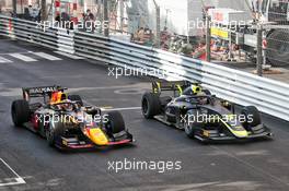 (L to R): Race winner Liam Lawson (NZL) Hitech and second placed Dan Ticktum (GBR) Red Bull Racing RB15 Test Driver in parc ferme. 22.05.2021. FIA Formula 2 Championship, Rd 2, Sprint Race 2, Monte Carlo, Monaco, Saturday.