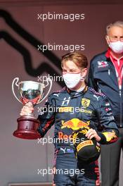 Race winner Liam Lawson (NZL) Hitech celebrates on the podium. 22.05.2021. FIA Formula 2 Championship, Rd 2, Sprint Race 2, Monte Carlo, Monaco, Saturday.
