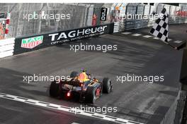 Race winner Liam Lawson (NZL) Hitech takes the chequered flag at the end of the race. 22.05.2021. FIA Formula 2 Championship, Rd 2, Sprint Race 2, Monte Carlo, Monaco, Saturday.