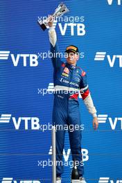 Robert Shwartzman (RUS) PREMA Racing celebrates his third position on the podium. 25.09.2021. FIA Formula 2 Championship, Rd 6, Sprint Race 1, Sochi, Russia, Saturday.