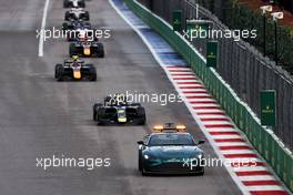 Dan Ticktum (GBR) Carlin leads behind the Aston Martin FIA Safety Car. 25.09.2021. FIA Formula 2 Championship, Rd 6, Sprint Race 1, Sochi, Russia, Saturday.