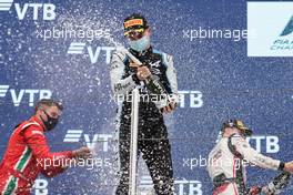 Race winner Oscar Piastri (AUS) PREMA Racing celebrates on the podium. 26.09.2021. FIA Formula 2 Championship, Rd 6, Feature Race, Sochi, Russia, Sunday.