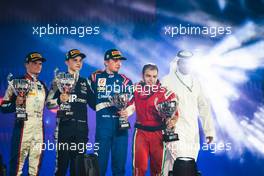 The podium (L to R): Bent Viscaal (NLD) Trident, second; Oscar Piastri (AUS) PREMA Racing, race winner; Robert Shwartzman (RUS) PREMA Racing, third. 04.12.2021. FIA Formula 2 Championship, Rd 7, Sprint Race 2, Jeddah, Saudi Arabia, Saturday.