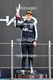 Oscar Piastri (AUS) PREMA Racing celebrates third position and the F2 Championship on the podium. 11.12.2021. Formula 2 Championship, Rd 8, Yas Marina Circuit, Abu Dhabi, UAE, Sprint Race 1, Saturday.