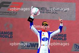 Race winner David Schumacher (GER) Hitech celebrates on the podium. 03.07.2021. FIA Formula 3 Championship, Rd 3, Race 2, Spielberg, Austria, Saturday.