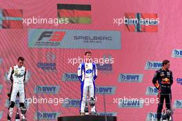 The podium (L to R): Frederik Vesti (DEN) ART, second; David Schumacher (GER) Hitech, race winner; Dennis Hauger (DEN) PREMA Racing, third. 03.07.2021. FIA Formula 3 Championship, Rd 3, Race 2, Spielberg, Austria, Saturday.