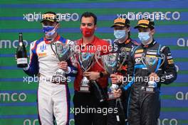 1st place Dennis Hauger (DEN) PREMA Racing, 2nd place Jack Doohan (AUS) Hitech and 3rd place Matteo Nannini (ITA) HWA RACELAB. 09.05.2021. FIA Formula 3 Championship, Rd 1, Race 3, Barcelona, Spain, Saturday.