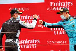 (L to R): Victor Martins (FRA) MP Motorsport celebrates his second position with third placed Calan Williams (AUS) Jenzer Motorsport. 19.06.2021. FIA Formula 3 Championship, Rd 2, Sprint Race 1, Paul Ricard, France, Saturday.