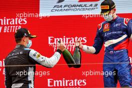 (L to R): Victor Martins (FRA) MP Motorsport celebrates his second position with race winner Alexander Smolyar (RUS) ART on the podium. 19.06.2021. FIA Formula 3 Championship, Rd 2, Sprint Race 1, Paul Ricard, France, Saturday.