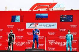 The podium (L to R): Victor Martins (FRA) MP Motorsport, second; Alexander Smolyar (RUS) ART, race winner; Calan Williams (AUS) Jenzer Motorsport, third. 19.06.2021. FIA Formula 3 Championship, Rd 2, Sprint Race 1, Paul Ricard, France, Saturday.