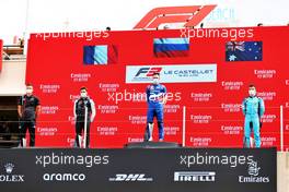 The podium (L to R): Victor Martins (FRA) MP Motorsport, second; Alexander Smolyar (RUS) ART, race winner; Calan Williams (AUS) Jenzer Motorsport, third. 19.06.2021. FIA Formula 3 Championship, Rd 2, Sprint Race 1, Paul Ricard, France, Saturday.