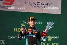 Race winner Matteo Nannini (ITA) HWA RACELAB celebrates on the podium. 31.07.2021. FIA Formula 3 Championship, Rd 4, Race 2, Budapest, Hungary, Saturday.