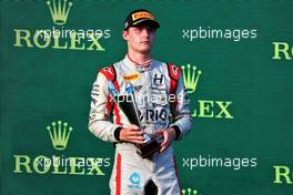 Roman Stanek (CZE) Trident celebrates his third position on the podium. 31.07.2021. FIA Formula 3 Championship, Rd 4, Race 2, Budapest, Hungary, Saturday.