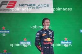 Race winner Dennis Hauger (DEN) PREMA Racing celebrates on the podium. 05.09.2021. Formula 3 Championship, Rd 6, Race 3, Zandvoort, Netherlands, Sunday.