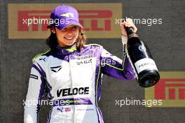 Jamie Chadwick (GBR) Veloce Racing celebrates her third position on the podium. 17.07.2021. W Series, Rd 3, Silverstone, England, Race Day.