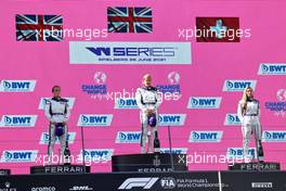 The podium (L to R): Sarah Moore (GBR), second; Alice Powell (GBR), race winner; Fabienne Wohlwend (LIE), third. 26.06.2021. W Series, Rd 1, Spielberg, Austria, Race Day.