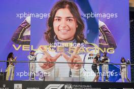 The podium (L to R): Emma Kimilainen (FIN) Ecurie W, second, Alice Powell (GBR) Racing X, third; Jamie Chadwick (GBR) Veloce Racing, race winner. 23.10.2021. W Series, Rd 7, Austin, Texas, USA, Race 1 Day.