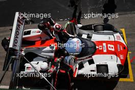 Sebastien Buemi (SUI) / Kazuki Nakajima (JPN) / Brendon Hartley (NZL) #08 Toyota Racing, Toyota GR010, Hybrid makes a pit stop. 13.06.2021. FIA World Endurance Championship, Rd 2, Portimao, Portugal.