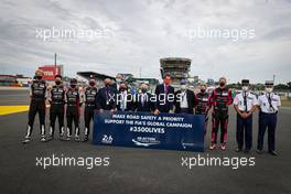 Jean Todt (FRA) FIA President with dignitaries and drivers - FIA Global Road Safety Campaign. 21.08.2021. FIA World Endurance Championship, Le Mans 24 Hour Race, Le Mans, France, Saturday.
