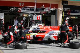 Mike Conway (GBR) / Kamui Kobayashi (JPN) / Jose Maria Lopez (ARG) #07 Toyota Gazoo Racing Toyota GR010 Hybrid makes a pit stop. 30.10.2021. FIA World Endurance Championship, Round 5, Six Hours of Bahrain, Sakhir, Bahrain, Saturday.