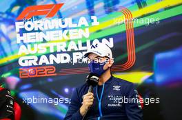 Nicholas Latifi (CDN) Williams Racing in the FIA Press Conference. 08.04.2022. Formula 1 World Championship, Rd 3, Australian Grand Prix, Albert Park, Melbourne, Australia, Practice Day.
