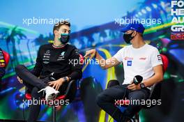 (L to R): George Russell (GBR) Mercedes AMG F1 and Mick Schumacher (GER) Haas F1 Team in the FIA Press Conference. 08.04.2022. Formula 1 World Championship, Rd 3, Australian Grand Prix, Albert Park, Melbourne, Australia, Practice Day.