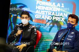 (L to R): Esteban Ocon (FRA) Alpine F1 Team and Alexander Albon (THA) Williams Racing in the FIA Press Conference. 08.04.2022. Formula 1 World Championship, Rd 3, Australian Grand Prix, Albert Park, Melbourne, Australia, Practice Day.